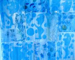 Blue White  approx  58 H x 54 V inches Mixed Media on Canvas