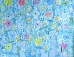 Flower Pond  approx 56 H x 52 V inches Mixed Media on Canvas