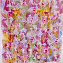 Fuchsia Flower  approx 54 H x 55 V inches Mixed Media on Canvas