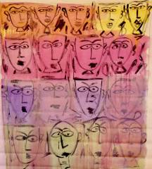 Faces  57 H x 59 V inches  Mixed Media on Canvas