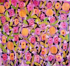 Pink Flowers  61 H x 68 V inches  Mixed Media on Canvas