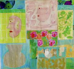 Green Blue  approx 60 H x 68 V inches Mixed Media on Canvas