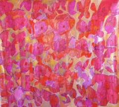 Pink and Gold  approx 54 H x 54 V inches Mixed Media on Canvas